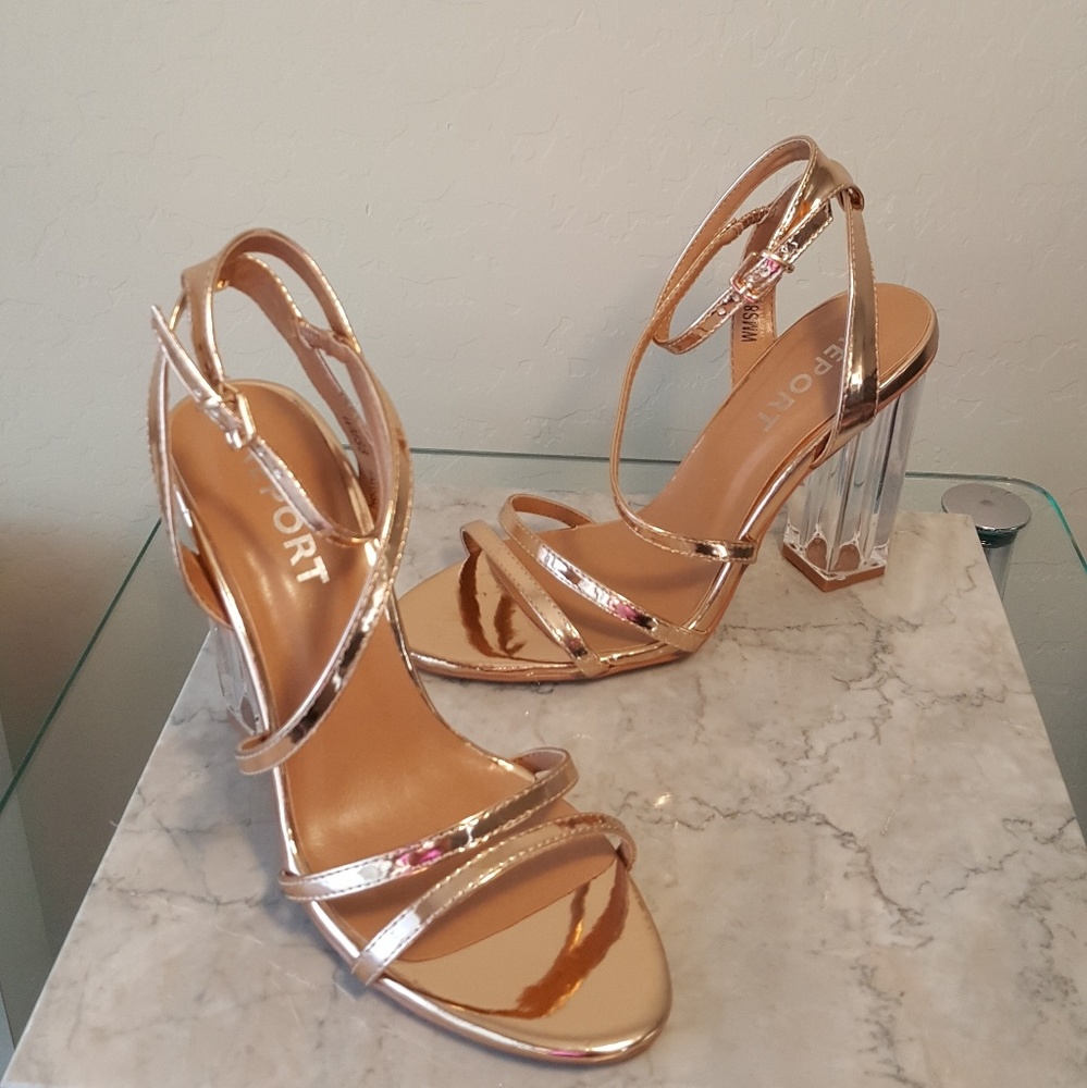 Report Lucite Heel Sandals